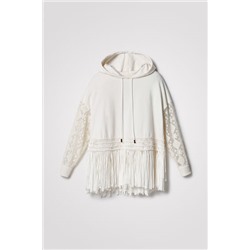 Sudadera flecos y encaje