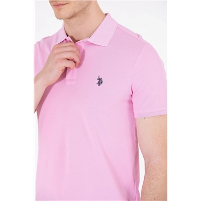 Erkek Açık Pembe Polo Yaka Basic T-Shirt