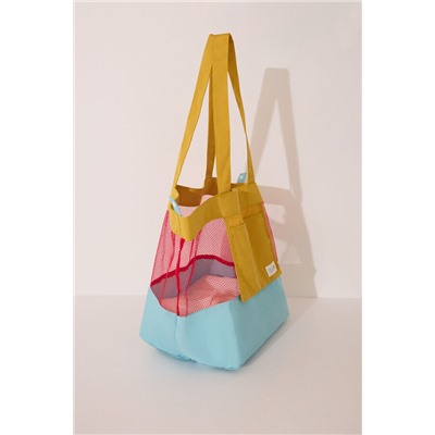 Bolso mesh y nylon estampado blanco