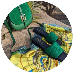 Ab.Zapatos 3420 TREBOL+Pelle 2704 verde+палантин Martina HYL (100) amarillo