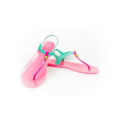 Сандалии Skull светло-розовые с голубым и малиновым от  Zhoelala  / Zhoelala Skull light pink blue magenta