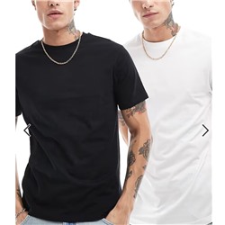 ASOS DESIGN 2 pack crew neck t-shirts in black and white