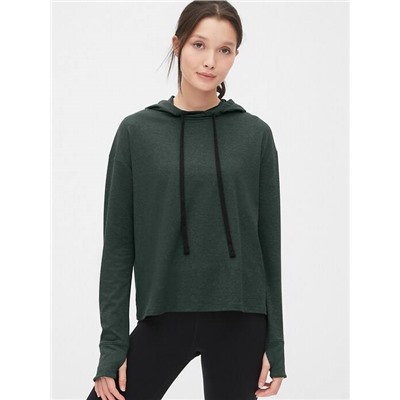 GapFit Open-Back Hoodie in Brushed Tech Jersey