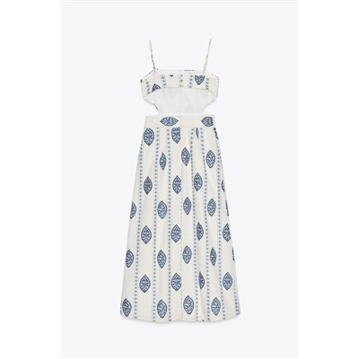 MIDI DRESS WITH CUT-OUT EMBROIDERY