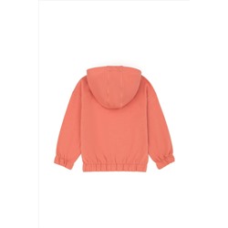 Kız Çocuk Somon Kapüşonlu Sweatshirt