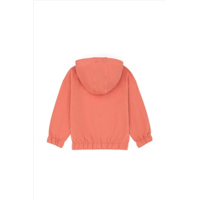 Kız Çocuk Somon Kapüşonlu Sweatshirt