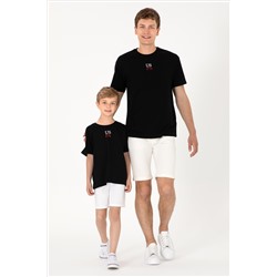 Erkek Comfort Fit Bisiklet Yaka Siyah Tişört