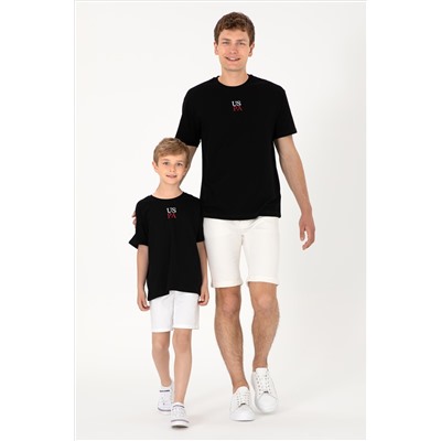 Erkek Comfort Fit Bisiklet Yaka Siyah Tişört