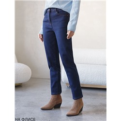 Джинсы mom-fit из эластичного денима на флисе