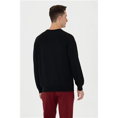 Erkek Siyah Basic Sweatshirt