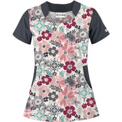 UA Fancy Garden Pewter Scrub Top