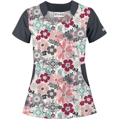 UA Fancy Garden Pewter Scrub Top