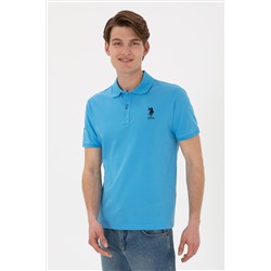 Erkek Slim Fit Polo Yaka Turkuaz Basic Tişört