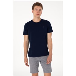 Erkek Regular Fit Bisiklet Yaka Lacivert Basic Tişört