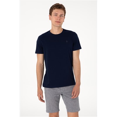 Erkek Regular Fit Bisiklet Yaka Lacivert Basic Tişört