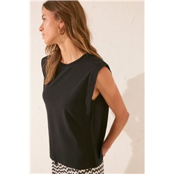 Camiseta sin tirantes 100% algodón negro