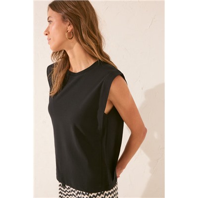 Camiseta sin tirantes 100% algodón negro