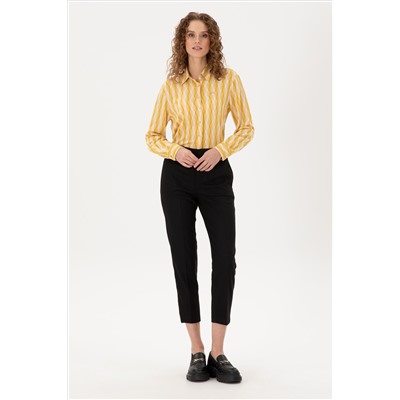 Kadın Siyah Carrot High Waist Fit Kanvas Pantolon