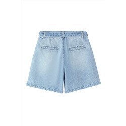 Short vaquero de tiro alto Azul