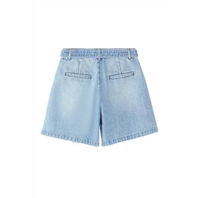 Short vaquero de tiro alto Azul