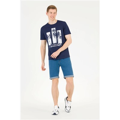 Erkek Lacivert Bisiklet Yaka T-Shirt