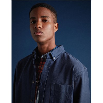 Pocket Denim Shirt, Men, Dark Blue