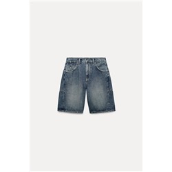 DENIM TRF LOW-RISE BERMUDA SHORTS WITH TAB