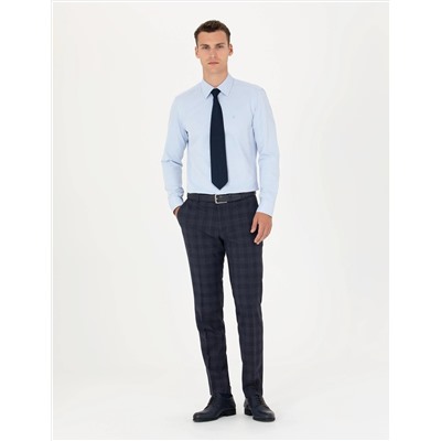 Açık Mavi Slim Fit Uzun Kollu Basic Gömlek
