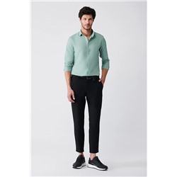 Avva Erkek Siyah Yandan Cepli Yumuşak Tuşeli Esnek W-leisure Fit Chino Pantolon B003027