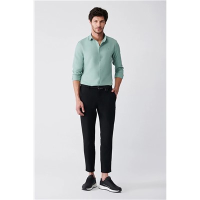 Avva Erkek Siyah Yandan Cepli Yumuşak Tuşeli Esnek W-leisure Fit Chino Pantolon B003027