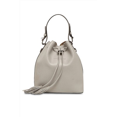 Bolso saco de piel y bolso de mano Jila Gris claro
