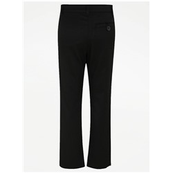 Boys Black Longer Length Skinny Leg Trousers 2 Pack