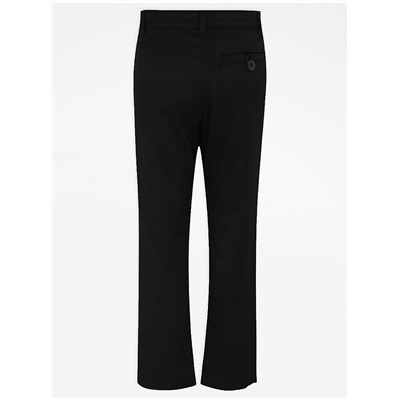 Boys Black Longer Length Skinny Leg Trousers 2 Pack