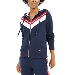 Tommy Hilfiger Sport Chevron-Striped Zippered Hoodie