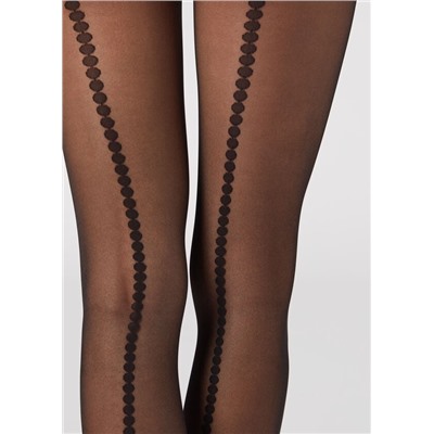 Transparente Strumpfhose 30 Denier mit rückseitiger Naht mit Punkten