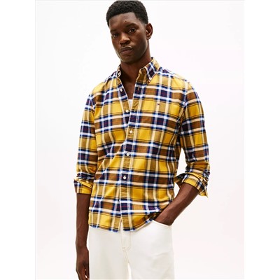 Regular Fit Plaid Stretch Oxford Shirt