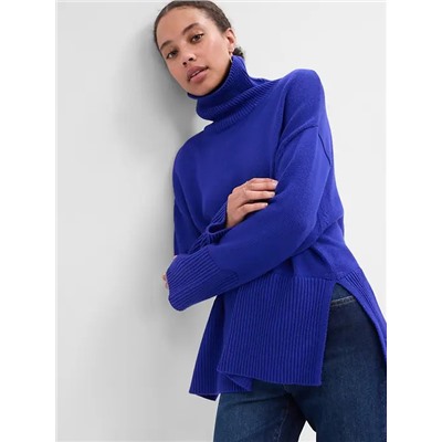 Relaxed Turtleneck Tunic Sweater