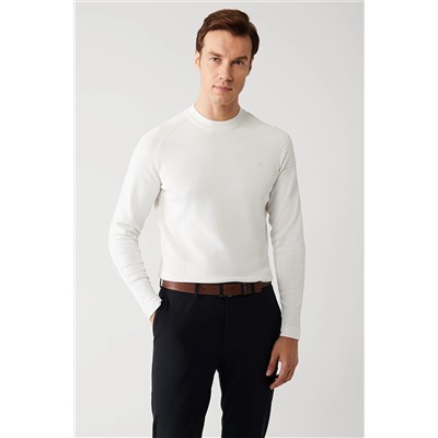 Avva Erkek Ekru Yüksek Bisiklet Yaka Rayon Standart Fit Normal Kesim Triko Kazak A32y5006 A32Y5006