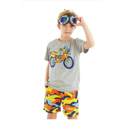 Mushi Motosiklet Kamuflaj Erkek Çocuk T-shirt Şort Takım MS-23Y1-036
