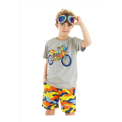 Mushi Motosiklet Kamuflaj Erkek Çocuk T-shirt Şort Takım MS-23Y1-036