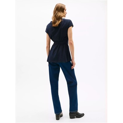 Stretch-Cotton Wrap Top
