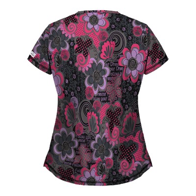 UA Peace And Prosperity Fuchsia Print Scrub Top