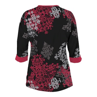 UA Exotica Black Mock Wrap Scrub Top