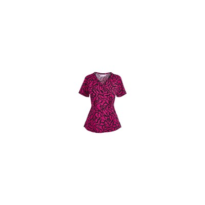 koi Stretch Scrubs Zebra Rose Print Top