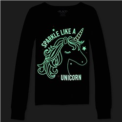 Girls Glow Unicorn Snug Fit Cotton Pajamas