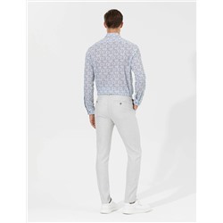 Gri Slim Fit Beli Lastikli Kanvas Pantolon