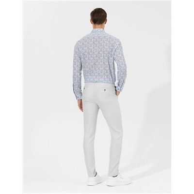 Gri Slim Fit Beli Lastikli Kanvas Pantolon