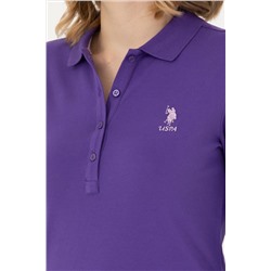 Kadın Mor Basic Polo Yaka Sweatshirt