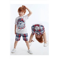 Denokids Monkey Ekose Erkek Şort Takım CFF-20Y1-079
