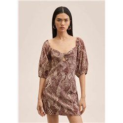 Vestido estampado manga abullonada -  Mujer | MANGO OUTLET España